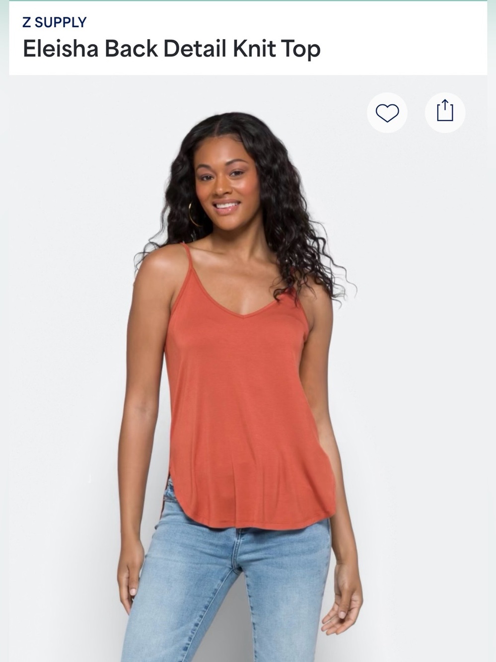Z Supply Rust Orange V-Neck Knit Cami